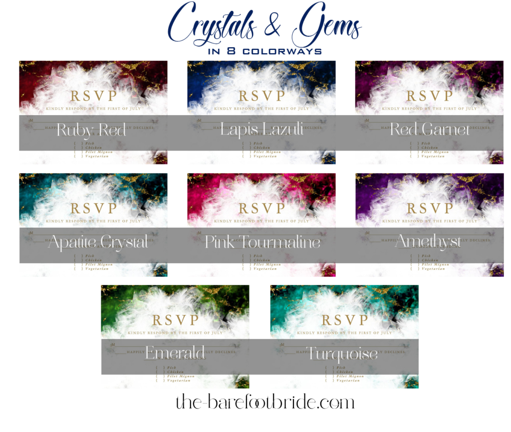 Gemstones and Crystals Wedding Suites Customizable Wedding Stationery